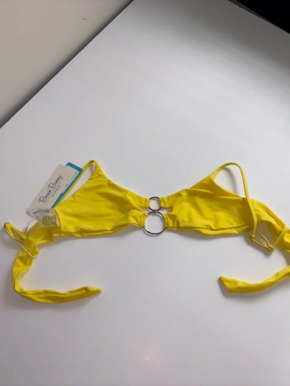 NEW NWT Beach Bun­ny Lexi Bralette Top Bikini Swim Yellow Suns size Large